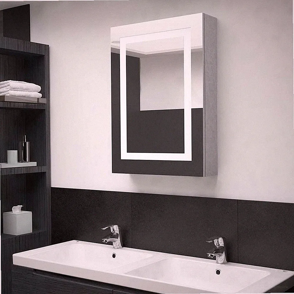 LED-Bad-Spiegelschrank Betongrau 50x13x70 Cm