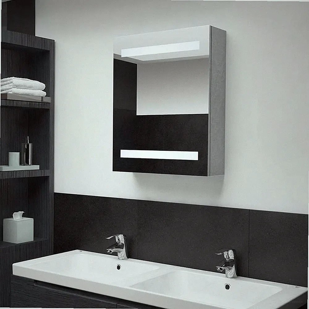 LED-Bad-Spiegelschrank Betongrau 50x14x60 Cm