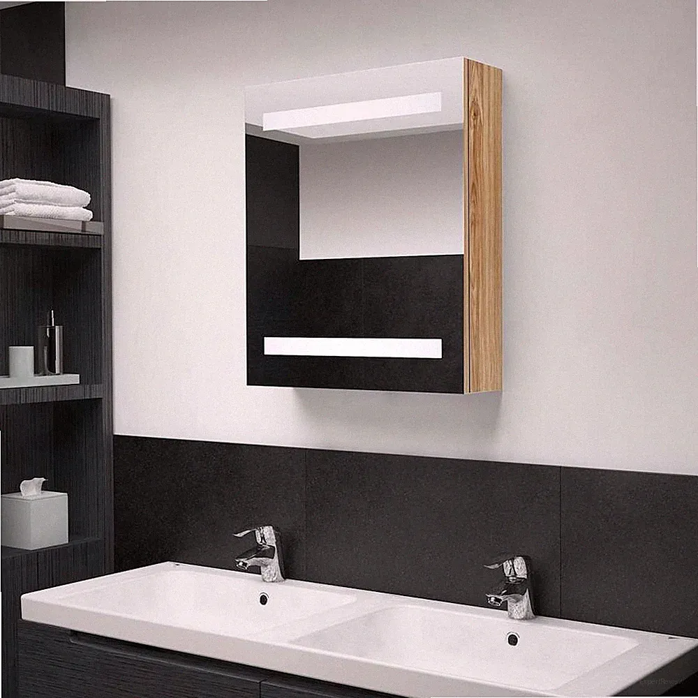 LED-Bad-Spiegelschrank Eichen-Optik 50x14x60 Cm