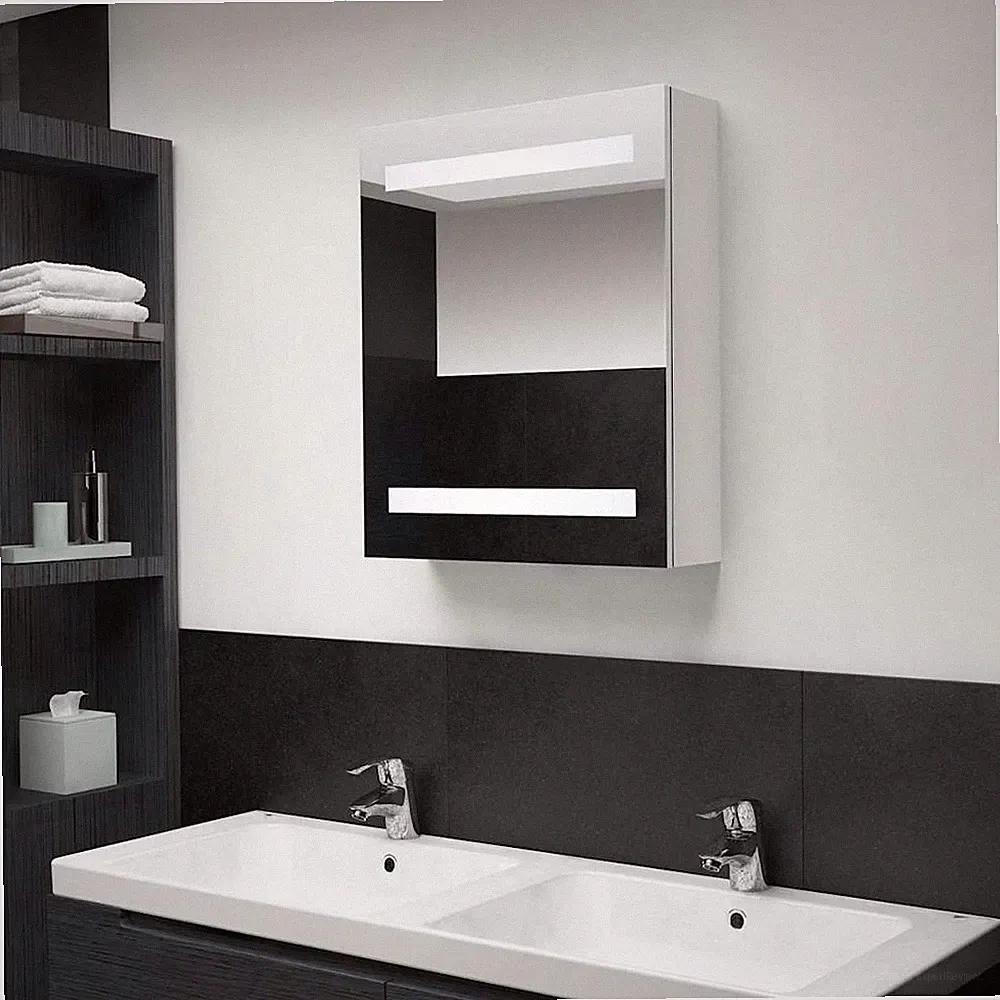 LED-Bad-Spiegelschrank Glänzendes Weiß 50x14x60 Cm