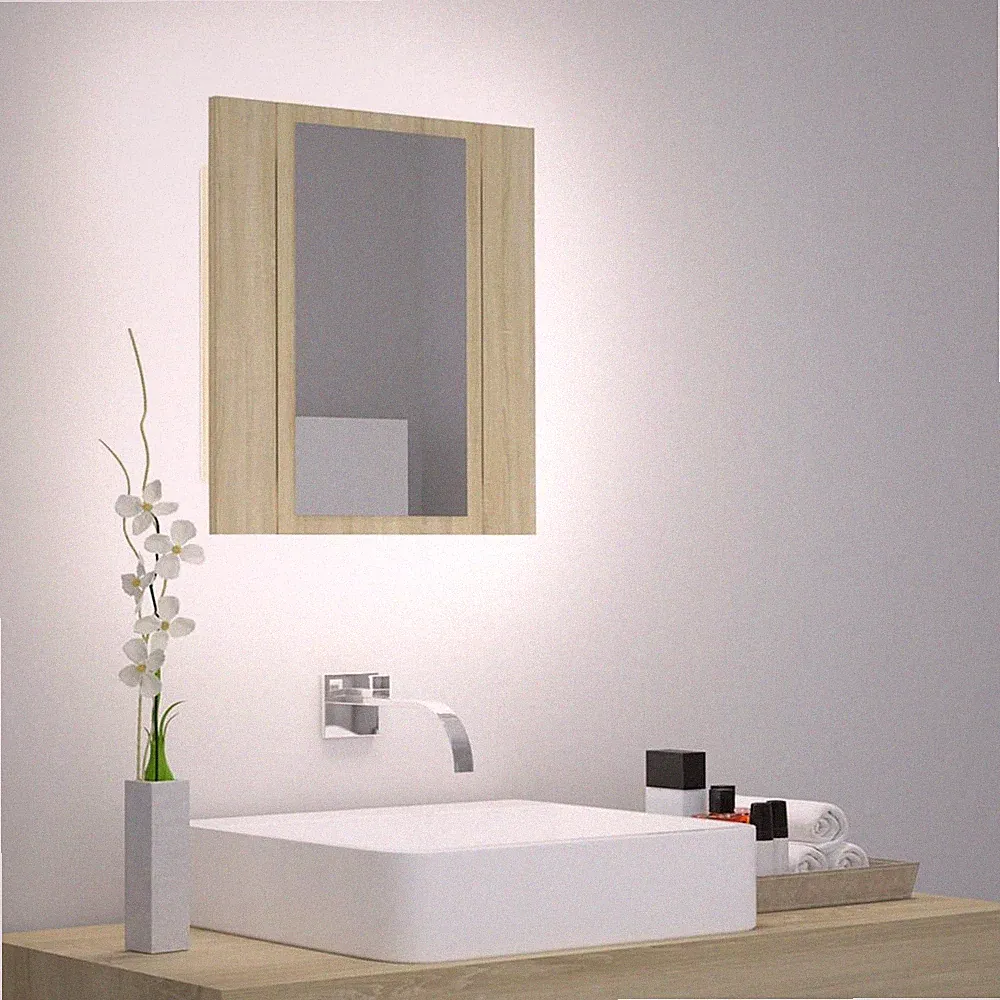 LED-Bad-Spiegelschrank Sonoma-Eiche 40x12x45 cm Acryl
