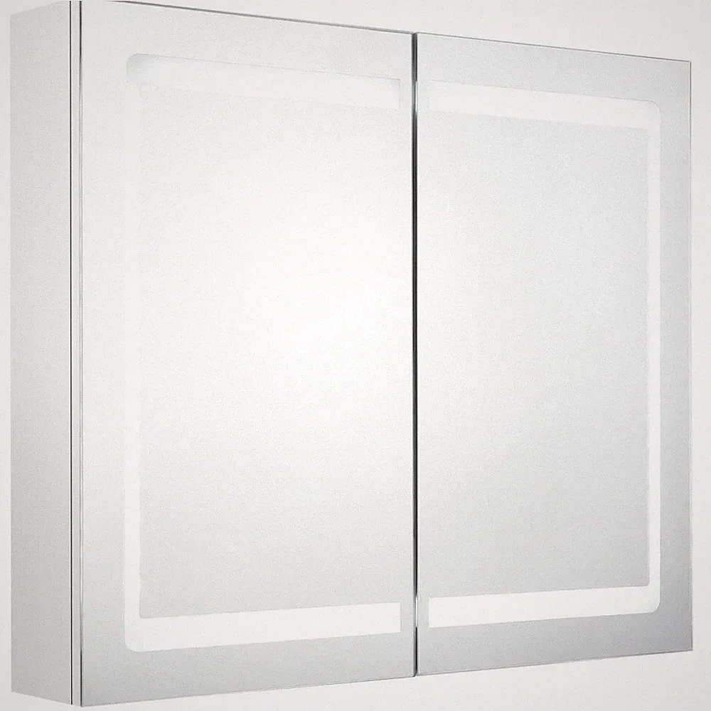 LED-Bad-Spiegelschrank | Wandschrank | Schminkspiegel | 2-Türig | 80x12x68cm
