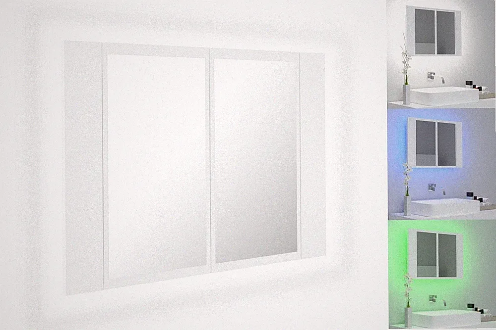 LED Bad Spiegelschrank Weiß 60x12x45 Cm Badezimmer LED-Beleuchtung Spiegel