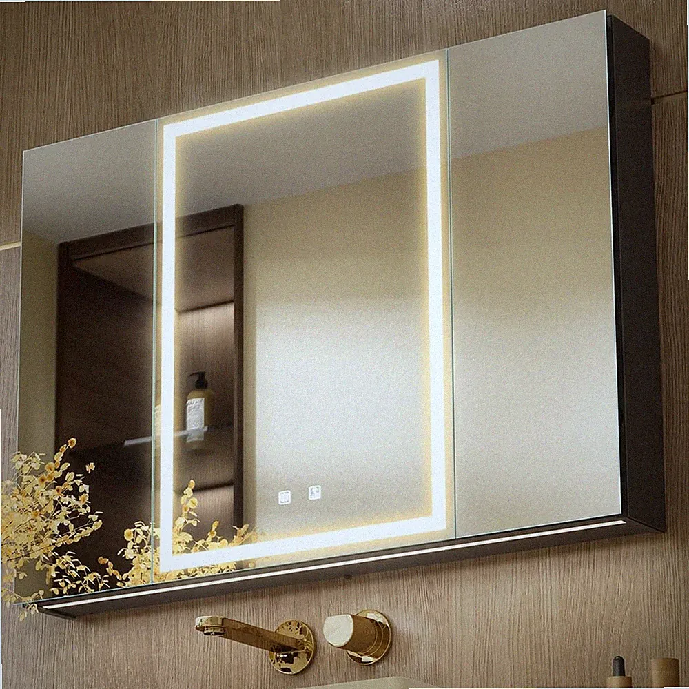 LED Badezimmerschrank Spiegel Aluminium Beleuchtung Medizinschrank 100x70 cm