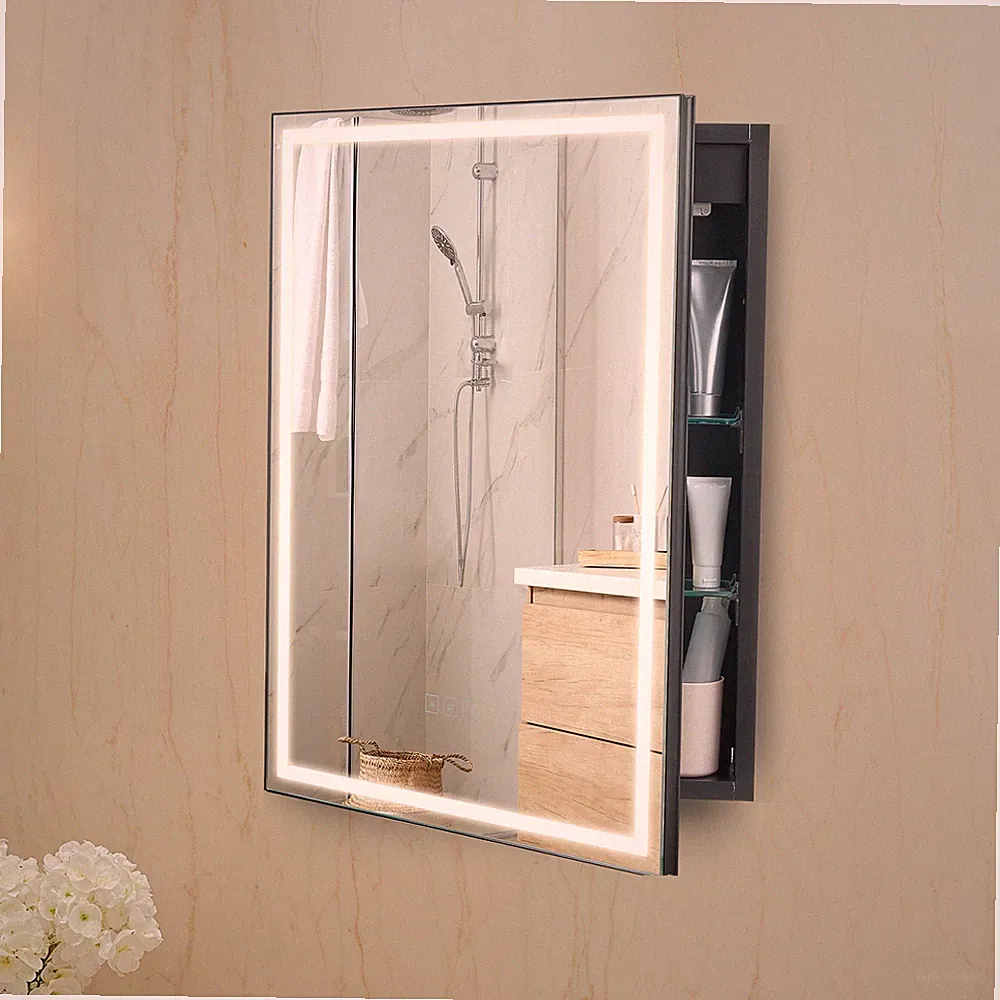 LED Badezimmerspiegelschrank Wandmontag Medizinschrank 50x70cm Einbauwand