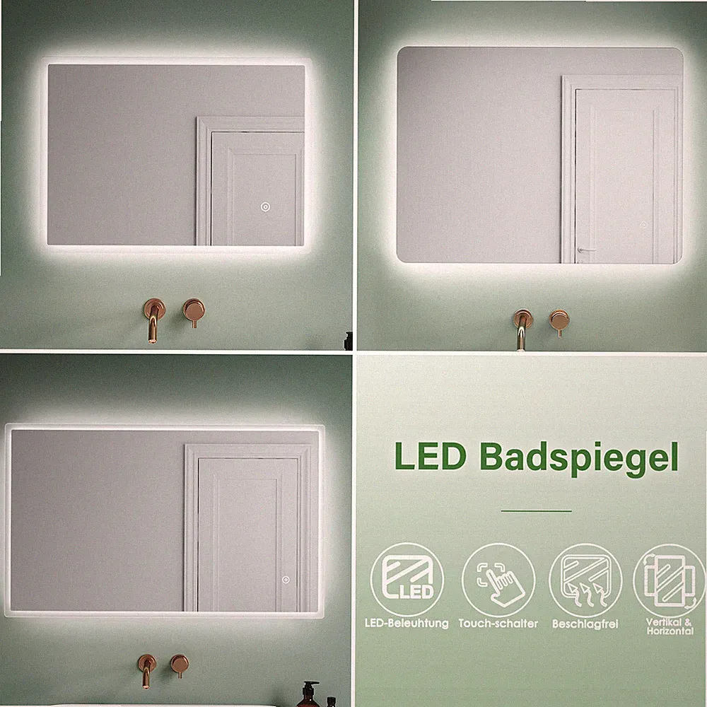 LED Badspiegel mit Beleuchtung Badezimmerspiegel Wandspiegel Beschlagfrei Touch