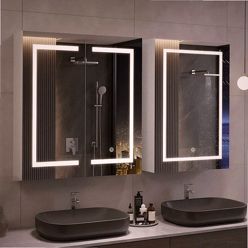LED Badspiegel mit Beleuchtung Spiegelschrank Touch Wandschrank Wandspiegel