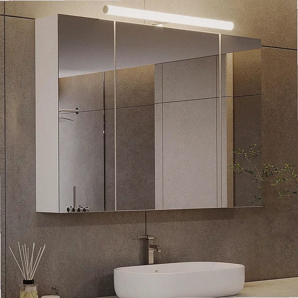 LED Badspiegelschrank mit Steckdose und Lichtschalter, 80 x 16 x 60 cm, Weiß