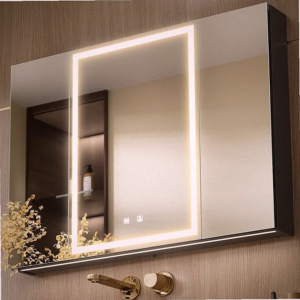 LED Beleuchteter Medizinschrank mit Spiegel 3 Türen 100x7