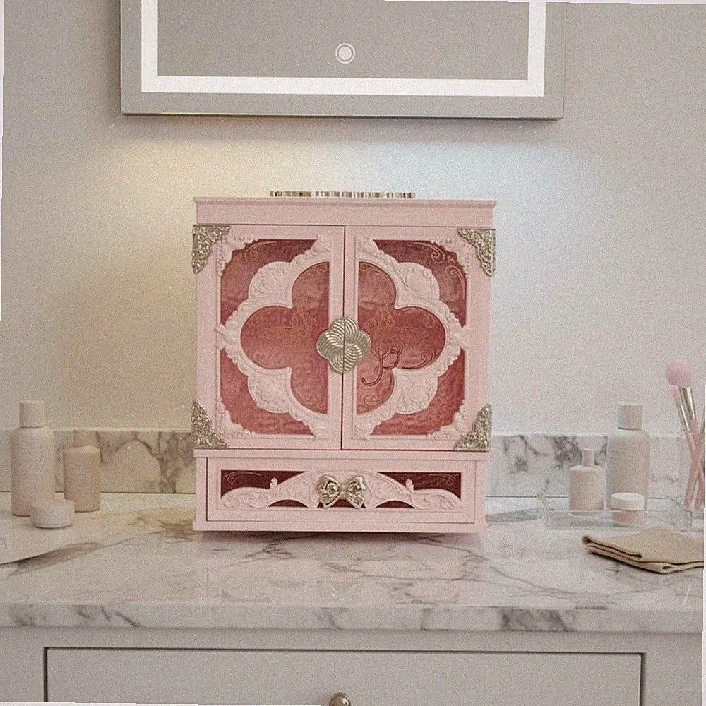 LED Make-up Organizer Spiegel Große Kapazität Make-up Aufbewahrungsschrank für Schlafzimmer