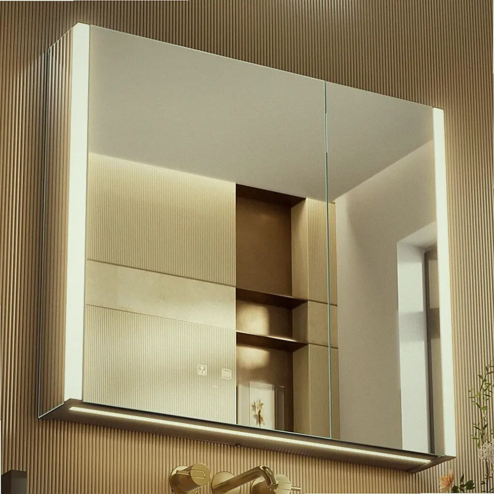 LED Medizinschrank mit Spiegel, 80x70 cm, Dimmbar, Farb