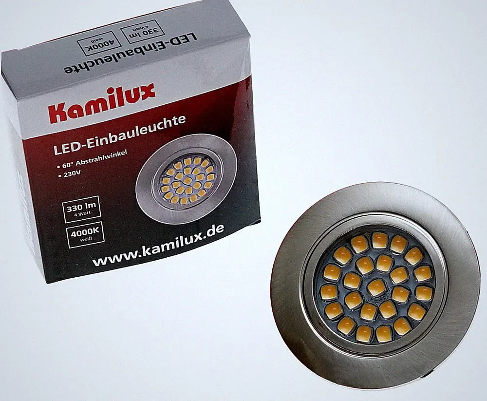 Led Möbel Einbaustrahler 4 Watt Flach 230V Spiegelschrank Möbeleinbauleuchte