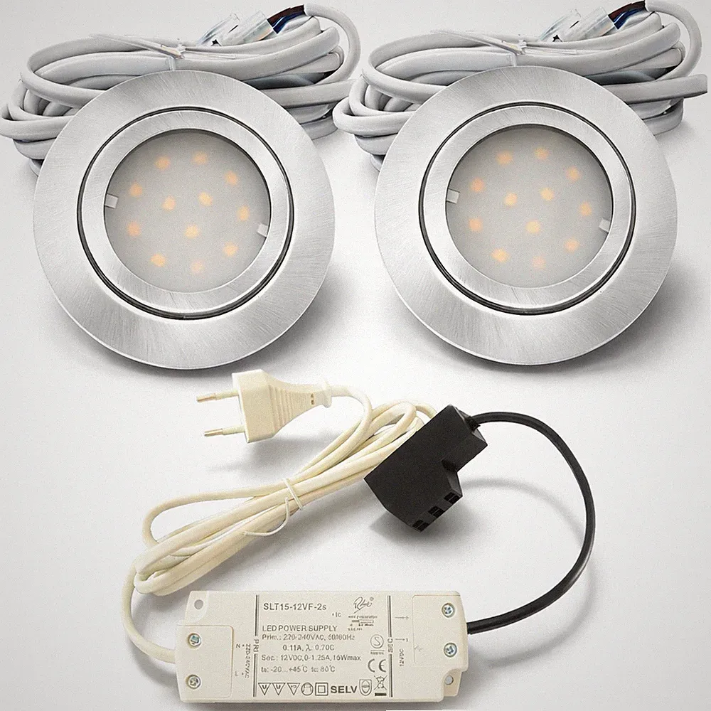LED Möbeleinbauleuchte Einbaustrahler ultraflach 22mm IP44 Bad Küche Plug & Play