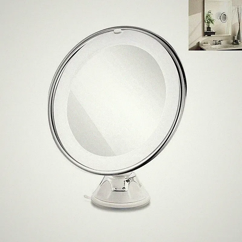 🪞LED Schminkspiegel 15cm Vergrößerer 10x Make Up Damen Saugnäpfe beleuchtet Gesicht