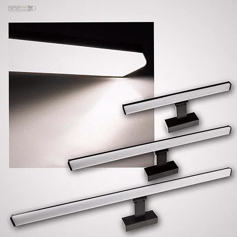 LED Spiegel-Leuchte, Bilderleuchte schwarz-matt, Bad-Spiegel-Schrank-Lampe 230V