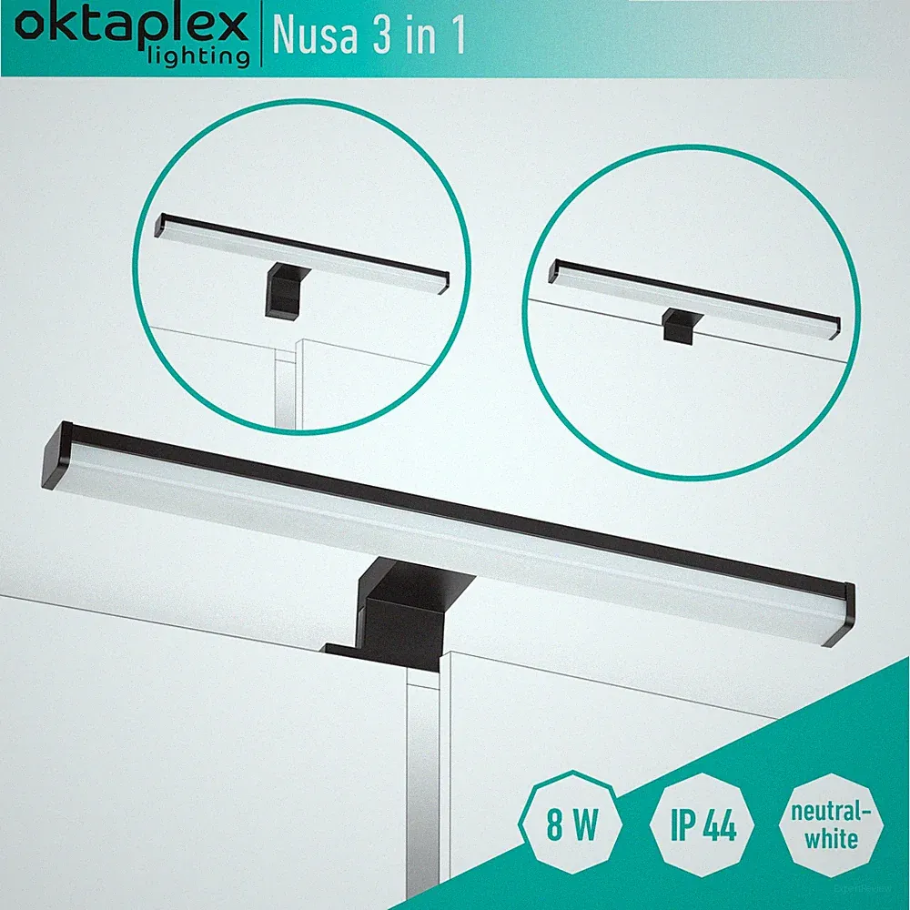 LED Spiegelleuchte 3 in 1 klemmbar Bad Wandleuchte Aufbaulampe IP44 Schminklicht