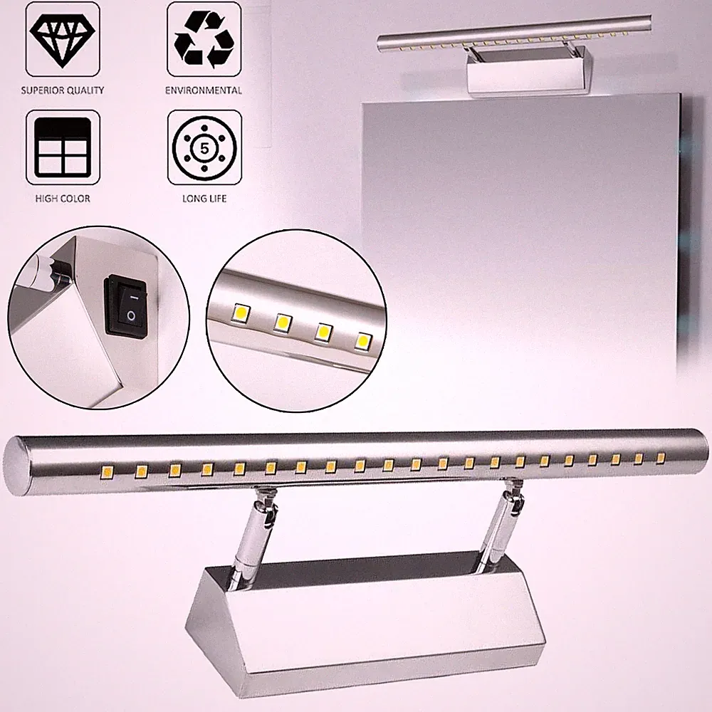 LED Spiegelleuchte Schrankleuchte Spiegelschrank Edelstahl Spiegel Frontleuchte