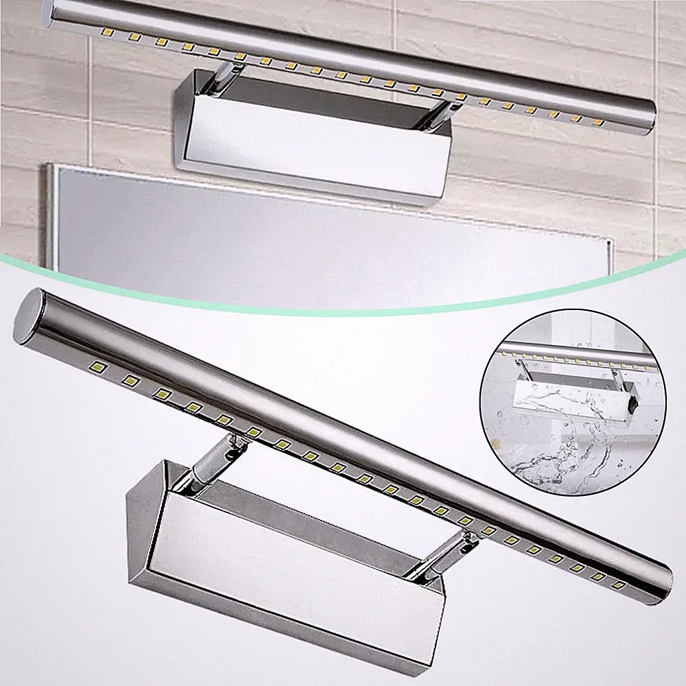 LED Spiegelleuchte Spiegellampe Edelstahl 180° LED Bad Wandleuchte mit Schalter