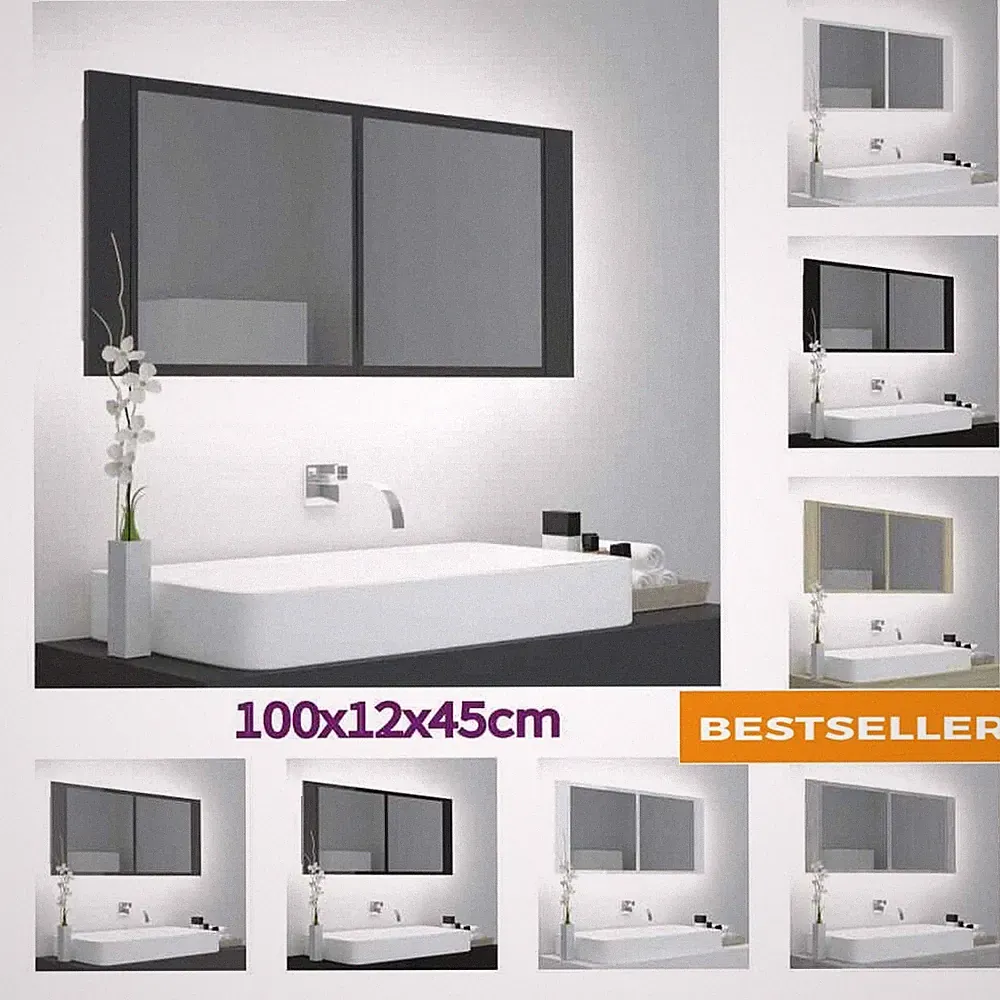 LED Spiegelschrank 100x12x45cm Badschrank Badspiegel mehrere Auswahl DE