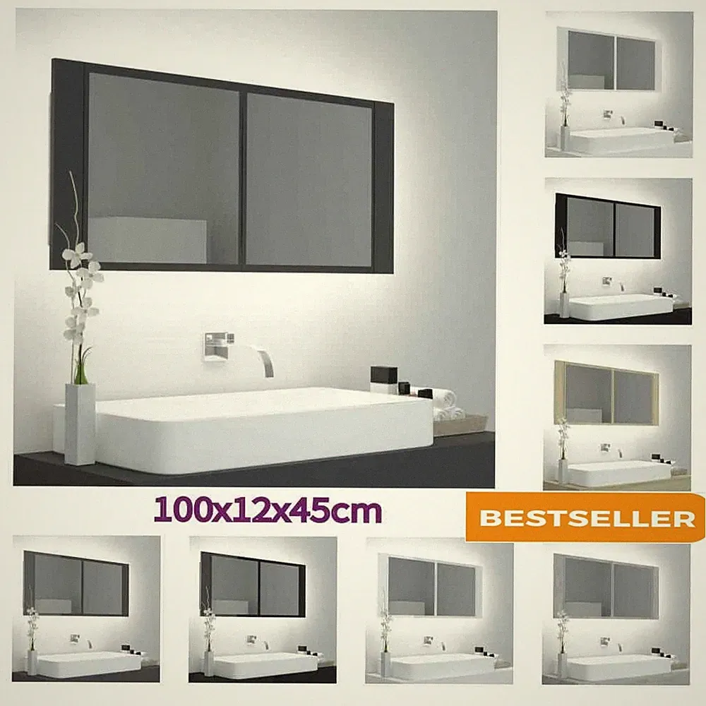 LED Spiegelschrank 100x12x45cm Badschrank Badspiegel mehrere Auswahl DE