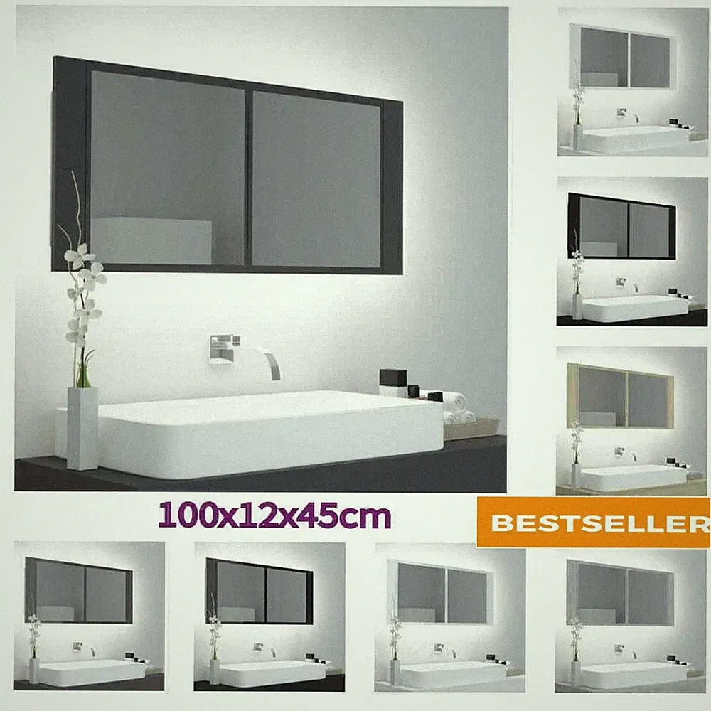 LED Spiegelschrank 100x12x45cm Badschrank Badspiegel mehrere Auswahl DE