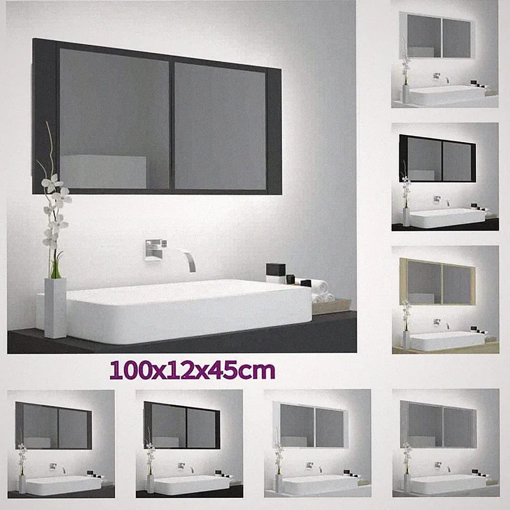 LED Spiegelschrank 100x12x45cm Badschrank Badspiegel mehrere Auswahl vidaXL
