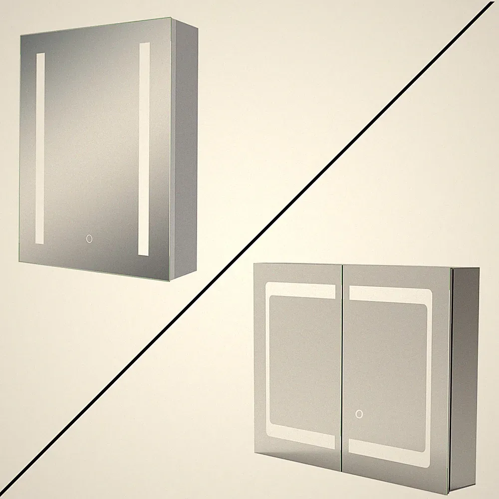 LED Spiegelschrank 50x70 60x80 80x60 mit Beleuchtung Steckdose Beschlagfrei Alu.