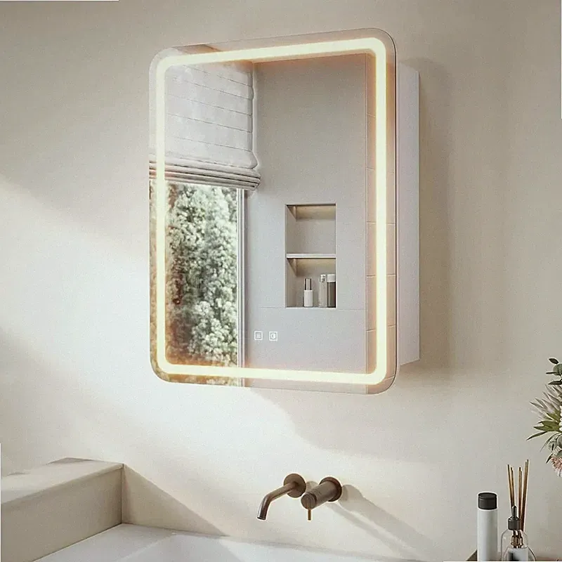 LED Spiegelschrank 55 × 70 cm mit Beleuchtung, Anti-Beschlag & Steckdose