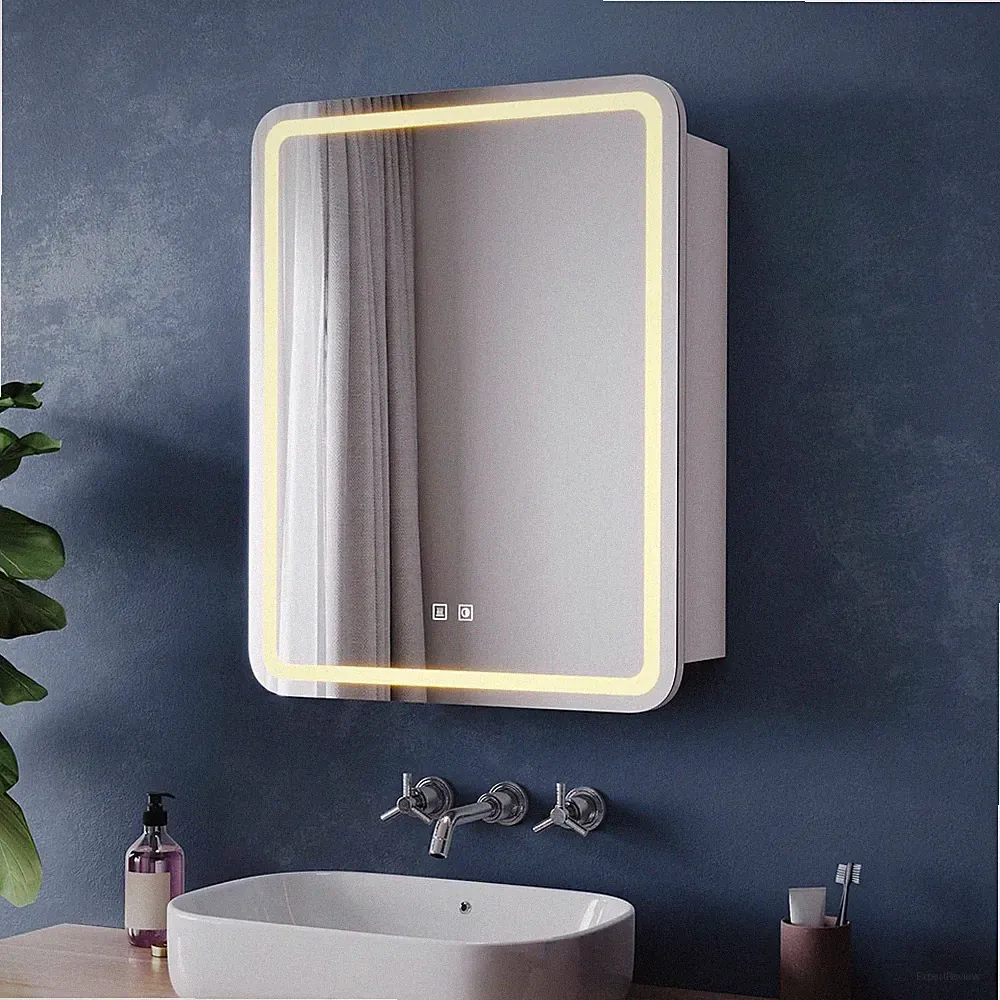 LED Spiegelschrank 55x70cm Bad mit Beleuchtung Beschlagfrei Steckdose Dimmbare