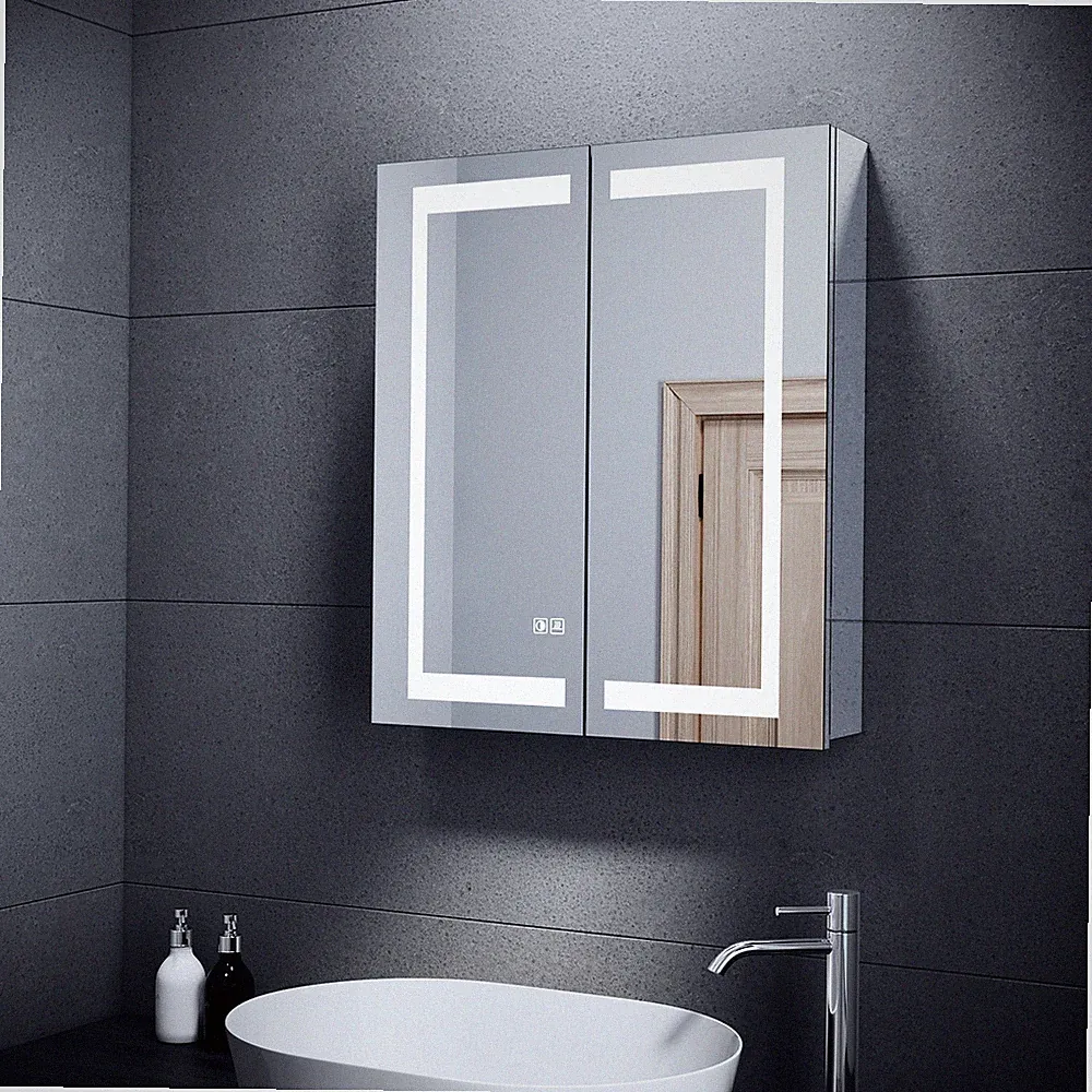 LED Spiegelschrank 60x70 Beschlagfrei Steckdose Bad Badezimmerspiegel Edelstahl
