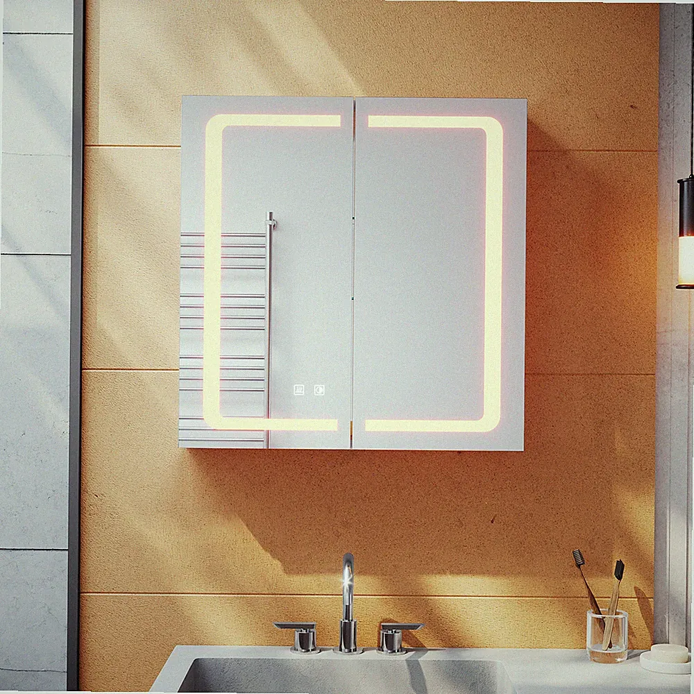 LED Spiegelschrank 65cm Beleuchtung Badschrank Badspiegel Steckdose Hängeschrank