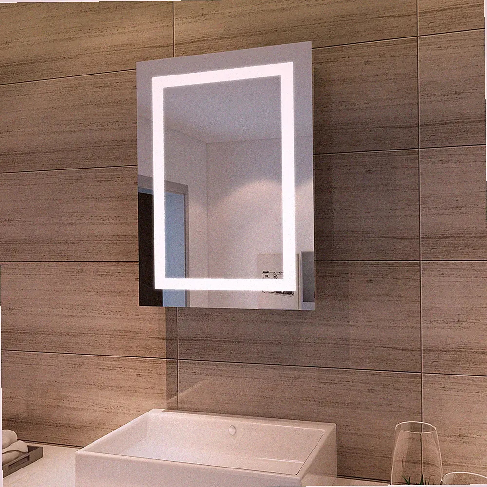 LED Spiegelschrank 70x50 Hochglanz Badezimmerspiegel Badschrank mit Beleuchtung