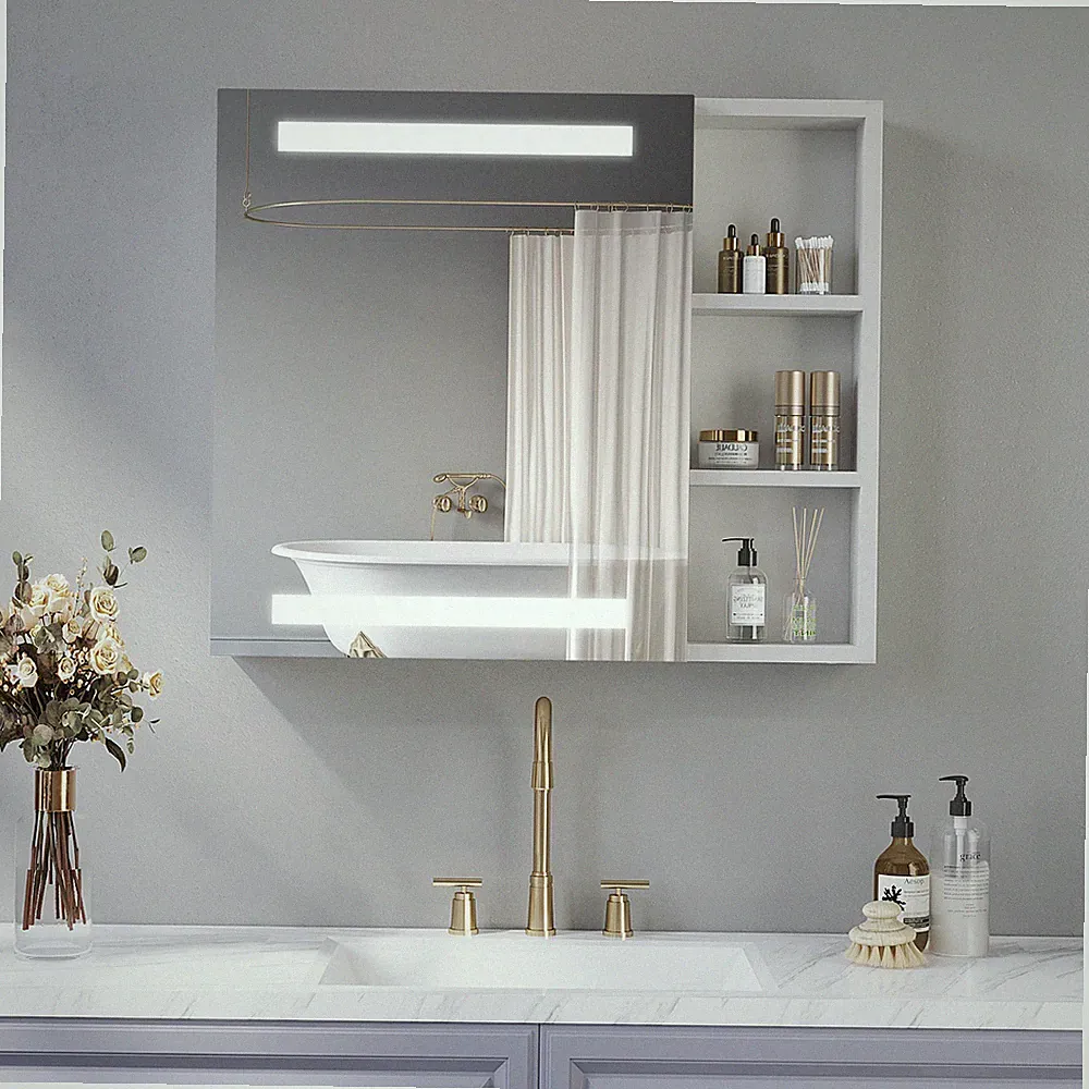 LED Spiegelschrank 70x60x11cm Badezimmer Spiegelschrank mit Antibeschlagfunktion