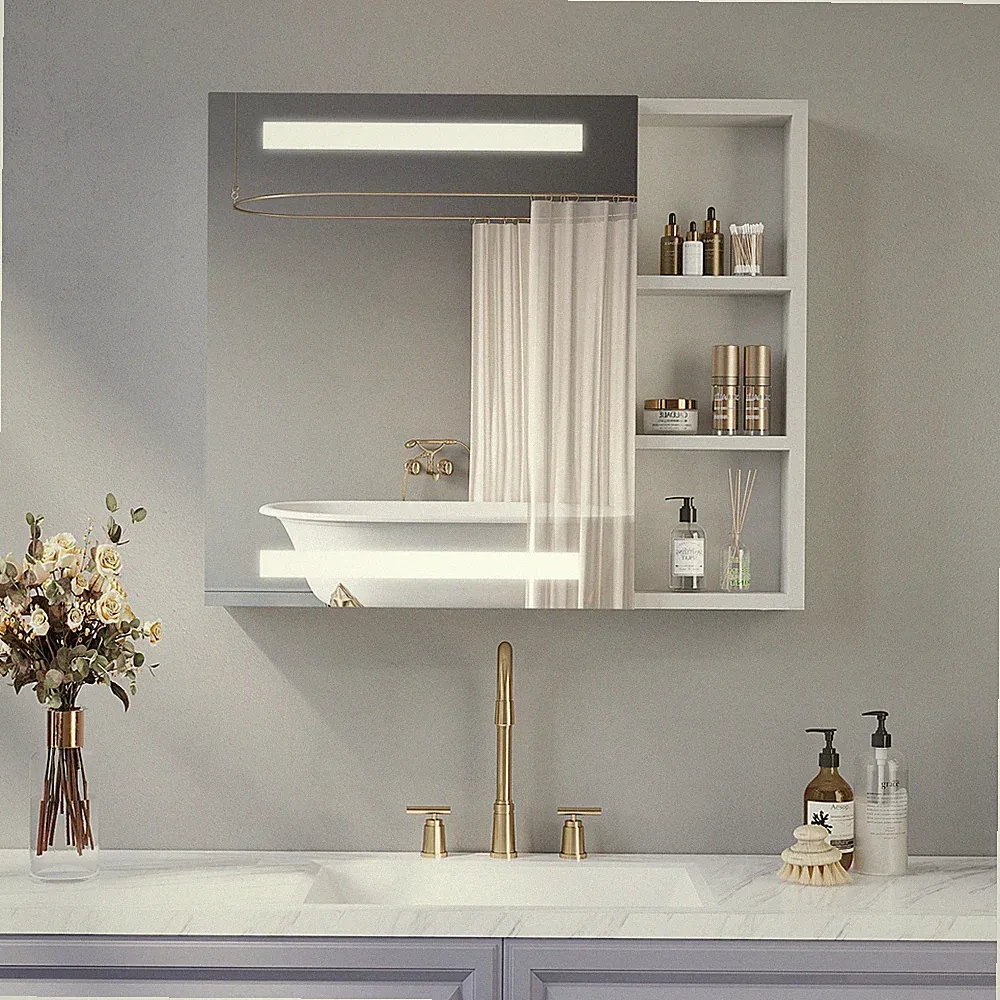 LED Spiegelschrank 70x60x11cm Badezimmer Spiegelschrank mit Antibeschlagfunktion