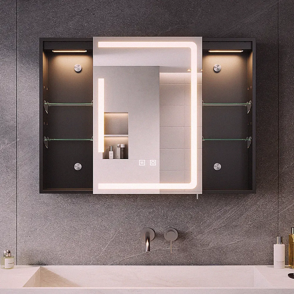 LED Spiegelschrank 80cm mit Beleuchtung Badschrank Beschlagfrei Steckdose Touch