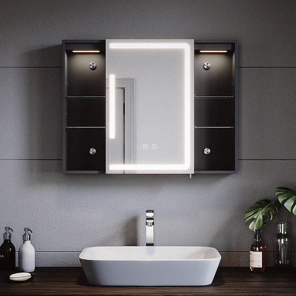 LED Spiegelschrank 80x60 Beschlagfrei Steckdose Badezimmerspiegel Hängespiegel