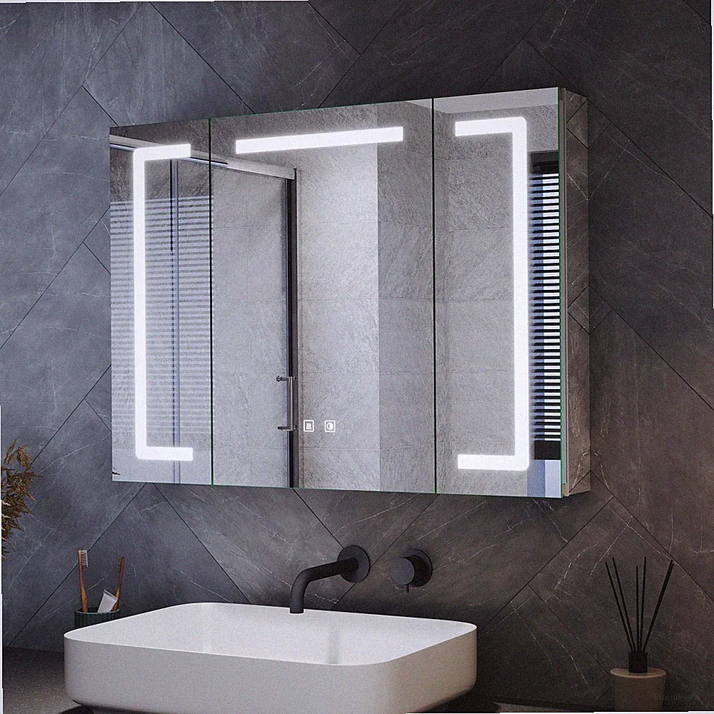 LED Spiegelschrank 80x60cm Badezimmerspiegel Steckdose Antibeschlag Badschrank