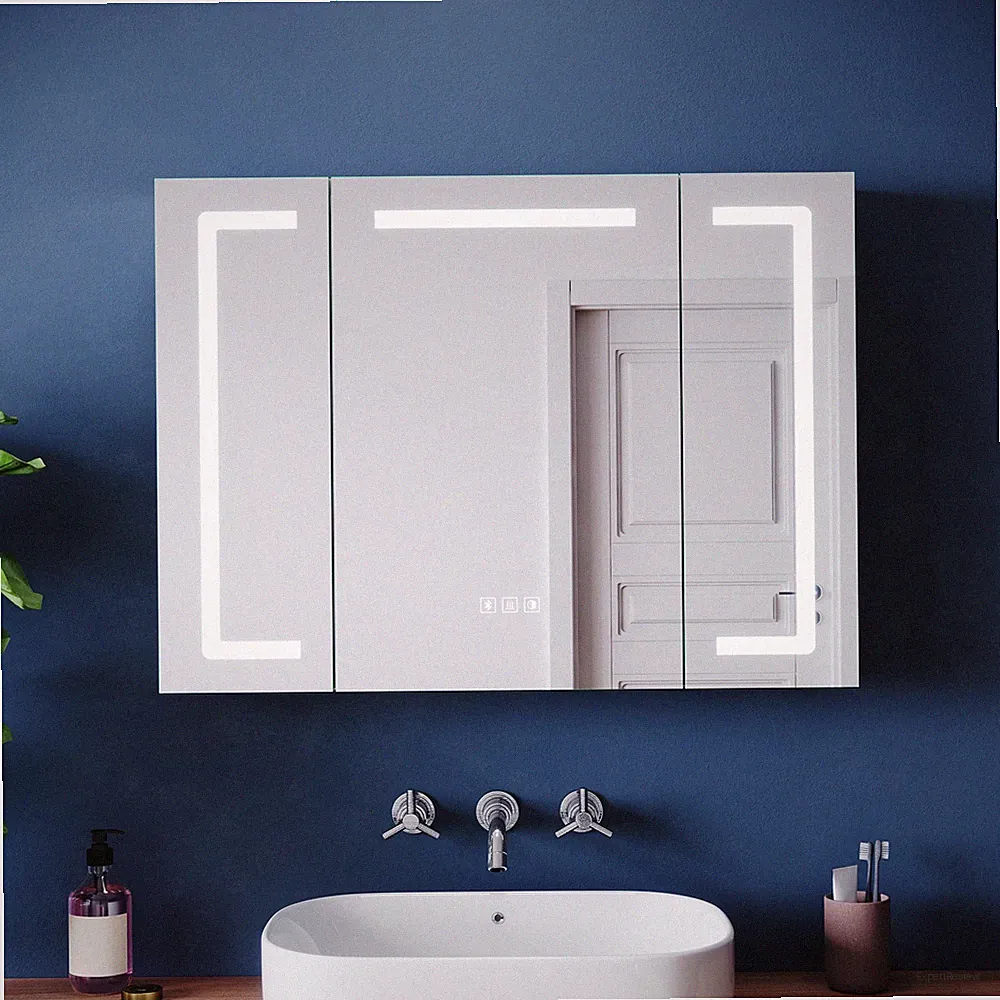 LED Spiegelschrank 80x60cm Bluetooth Beschlagfrei Steckdose Touch Alu Badschrank