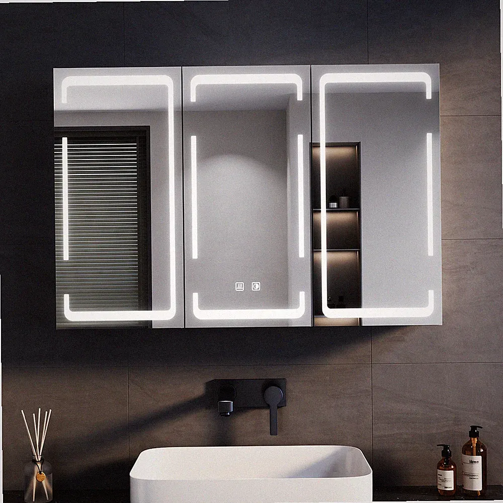 LED Spiegelschrank 90cm Beleuchtung Badschrank Badspiegel Beschlagfrei Steckdose