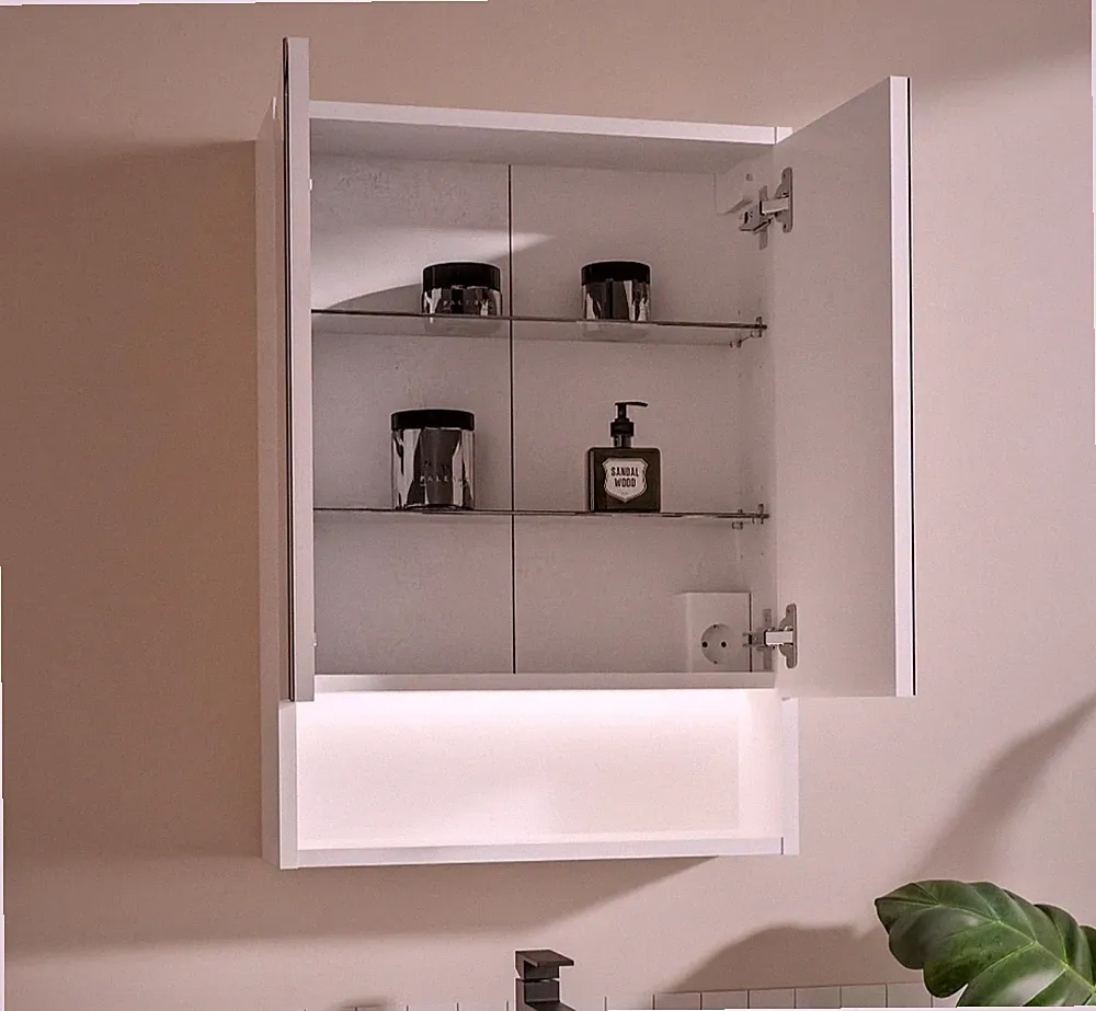 LED Spiegelschrank Bad 50x70 cm Weiß Schwarz mit Steckdose Beleuchtung