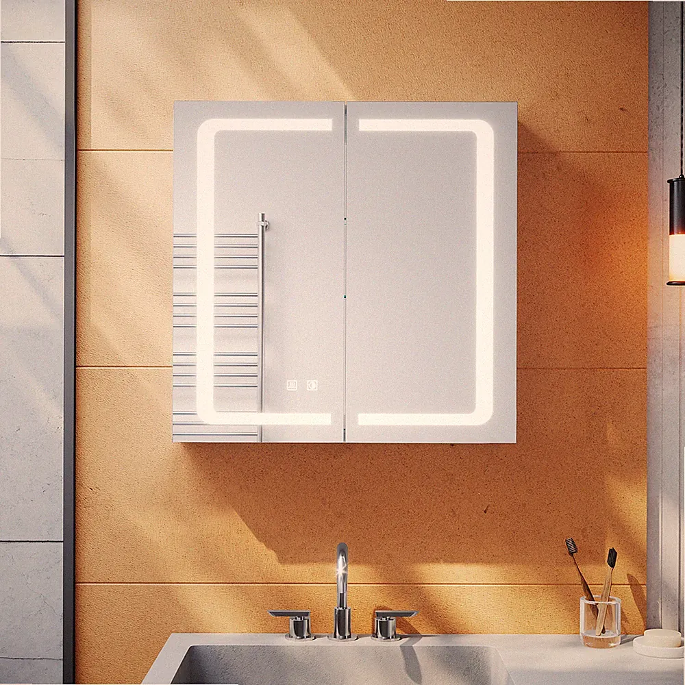 LED Spiegelschrank Bad mit Beleuchtung Badschrank Beschlagfrei Steckdose 65 Alu