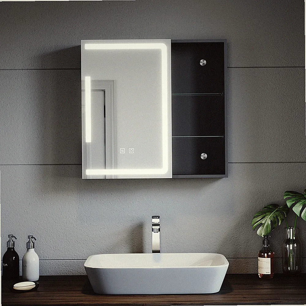 LED Spiegelschrank Badezimmerschrank Bad Beschlagfrei Touch Steckdose Spiegel 65