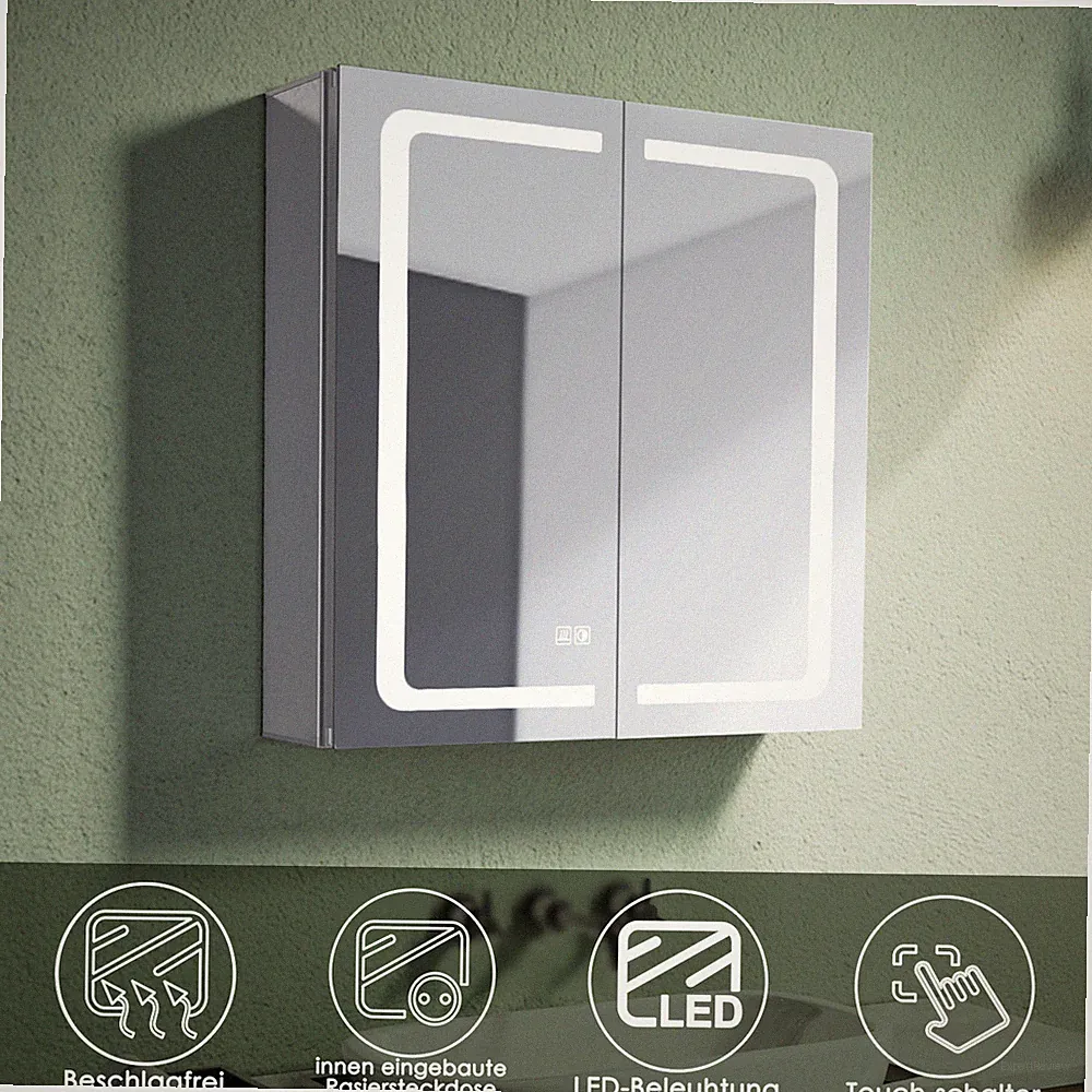 LED Spiegelschrank Badezimmerspiegel mit Beleuchtung Steckdose Wandschrank Bad