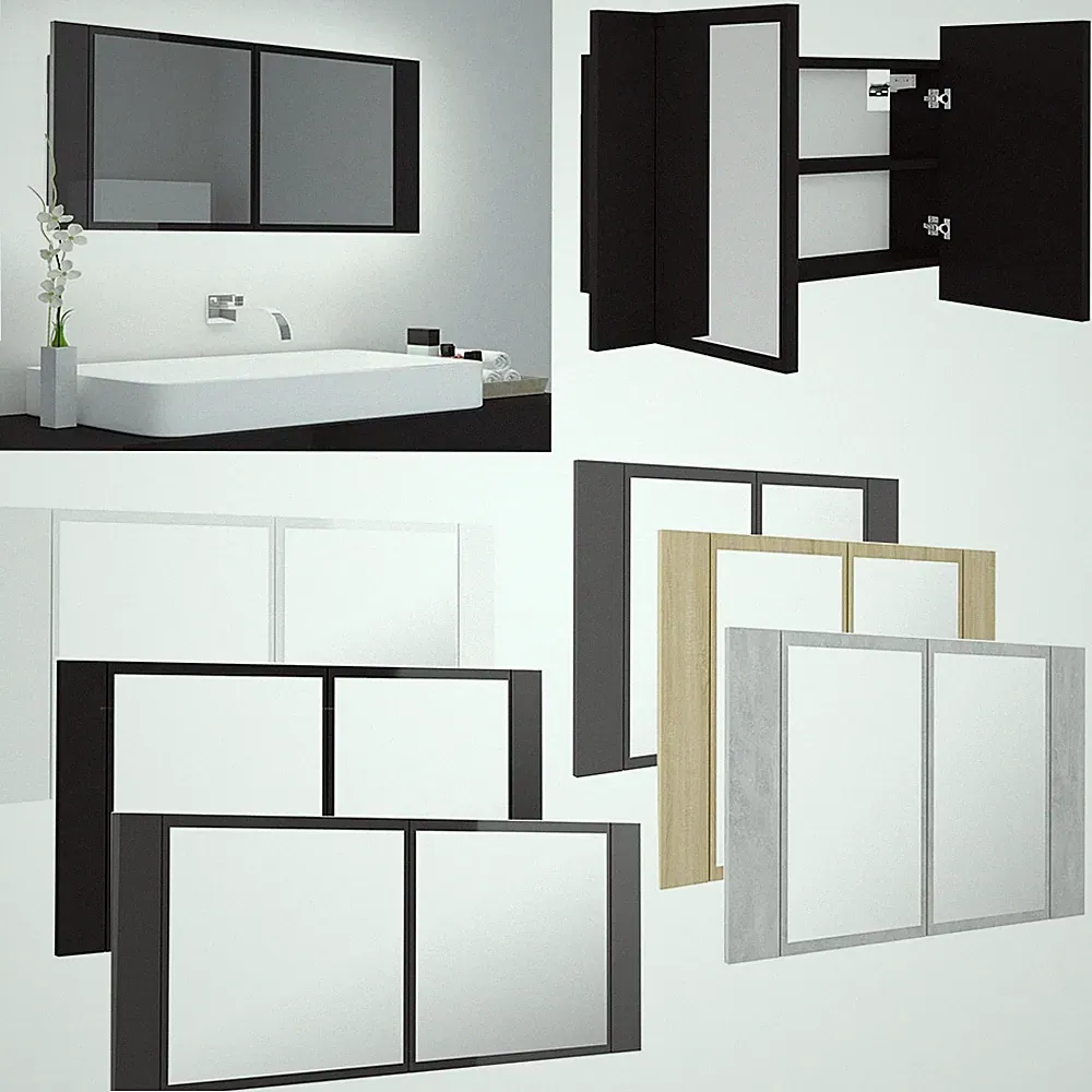 LED Spiegelschrank Badschrank Badezimmerspiegel mit RGB Leuchte 60/80/90/100 cm