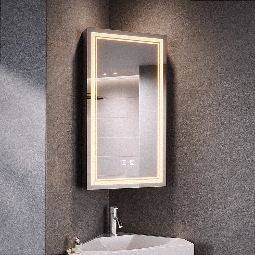 LED Spiegelschrank Badschrank Eckspiegelschrank Beschlagfrei Steckdose Bad 38.5
