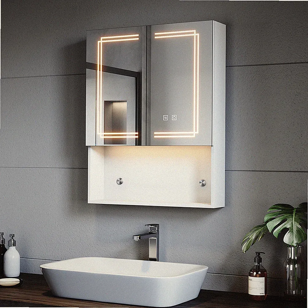 LED Spiegelschrank Beleuchtung Badschrank Badspiegel Beschlagfrei Steckdose 60cm