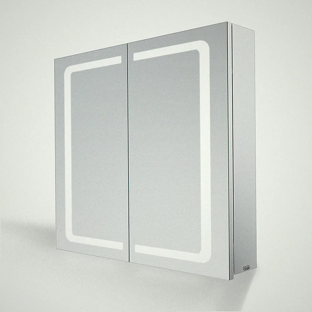 LED Spiegelschrank Edelstahl Bad Badezimmerspiegel Badschrank Beleuchtung 70x65