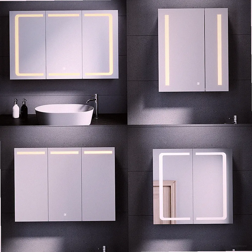 LED Spiegelschrank Edelstahl Spiegel Wandschrank Touch Steckdose Hängeschrank