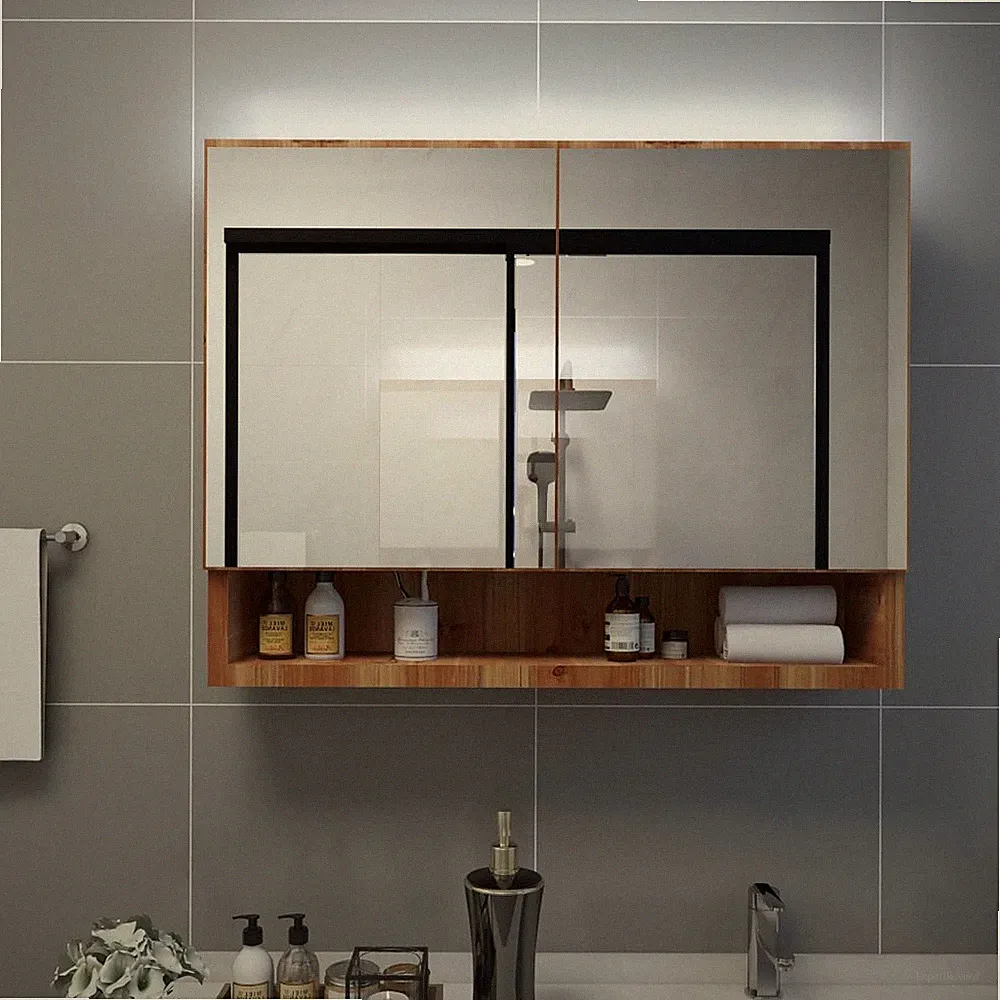 LED-Spiegelschrank fürs Bad Eiche 80x15x60 cm MDF
