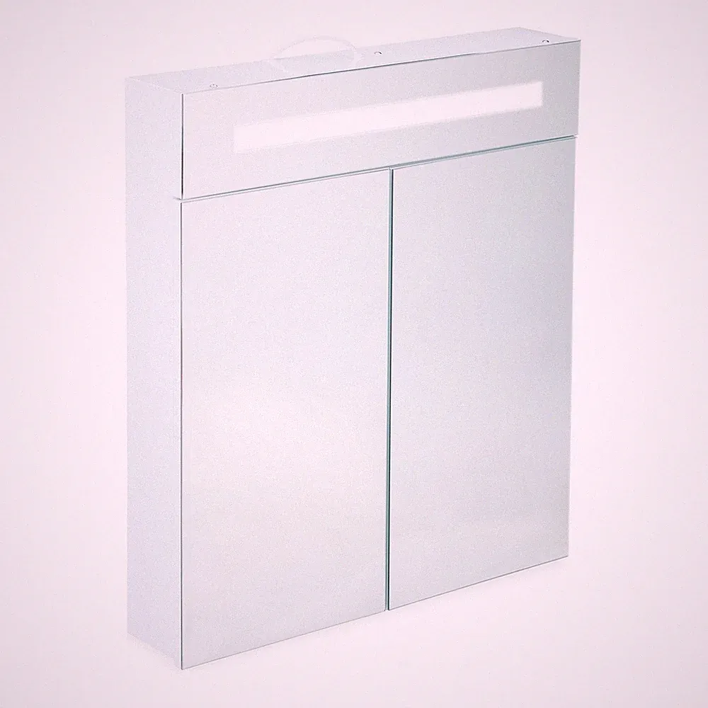 Led spiegelschrank Hängeschrank mit Spiegel Weißer Wandschrank 3 Fächer 2 Türen